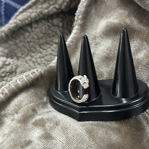 Rose Gold Plated Leopard Head Diamond Ring Open Adjustable Ring Fashion Jewelry - Picture 9 of 9